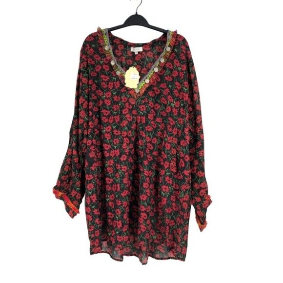 Velzera Peasant Mini Dress Sz Medium Boho Liberty Floral Oversized New - Picture 2 of 4